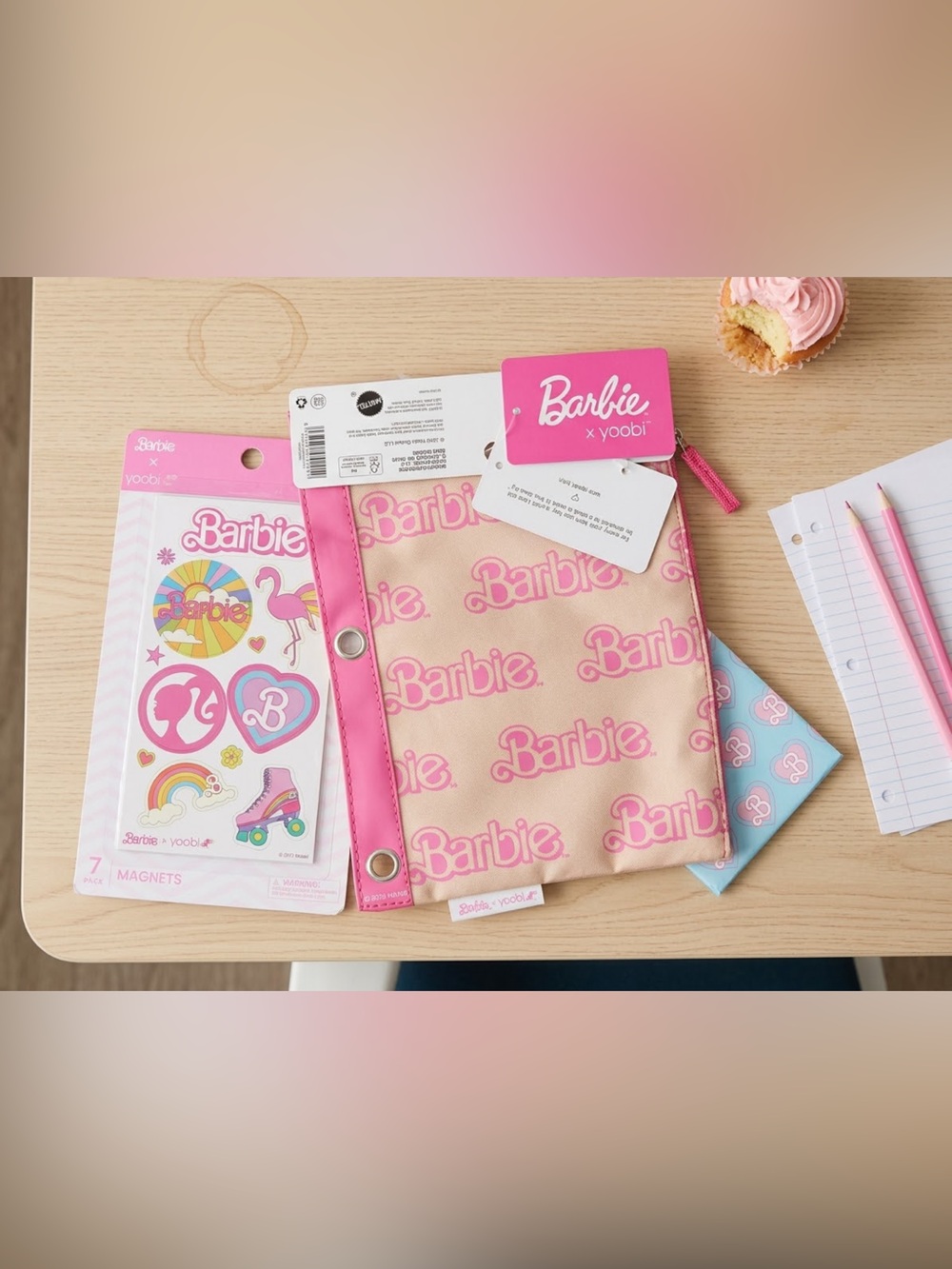 Barbie By Yoobi Accessory Pouch, magnet Stickers & Mini Journal